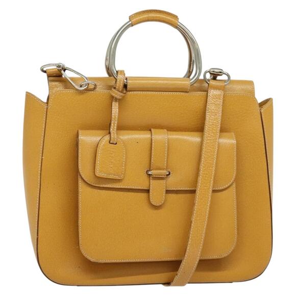GUCCI Hand Bag Leather Beige Silver 000 2058 000 2058 - Picture 1 of 16